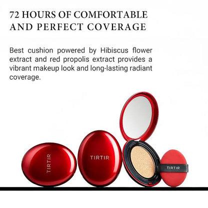 TIRTIR Red Cushion Glow Foundation – Full Coverage, Poreless Finish, Korean Radiance in a Tap